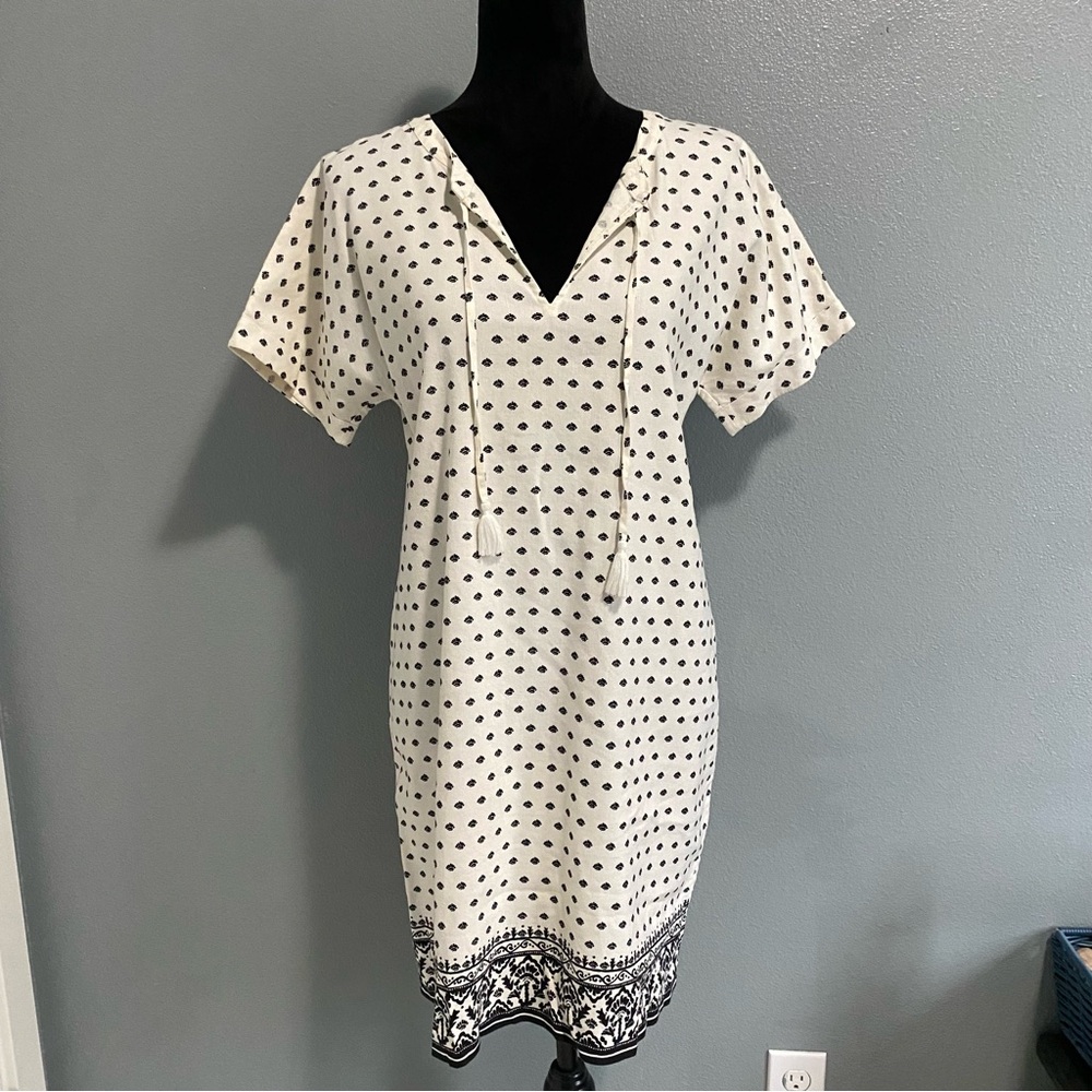 Women’s Vineyard Vines Linen blend tassel mini Dress preppy White Black size 6 - Picture 2 of 8